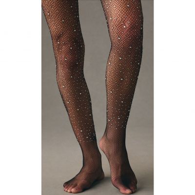 Gem Fishnet Tights Sz XL in Black By Anthropologie NEW !!!!